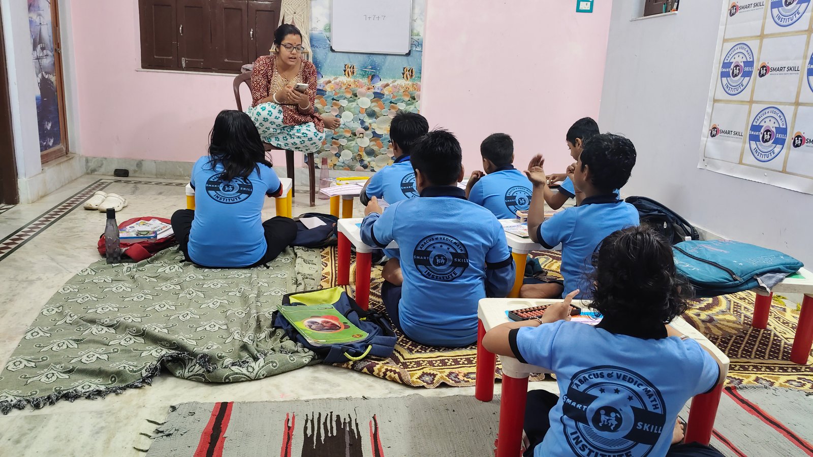 Students practising Abacus